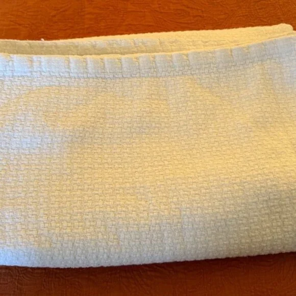 Lauren Ralph Lauren Blanket 100% Cotton Full / Queen White Basketweave Luxury - Picture 7 of 10